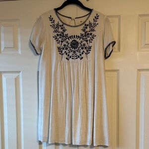 The Impeccable Pig White Dress with black Embroidery